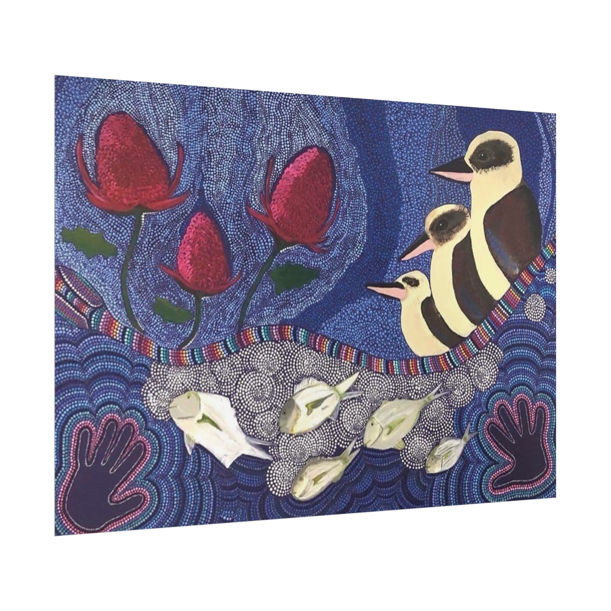 Australian Natives by Artist Kim's Dot Paintings Rolled Poster - Lost Manly Shop