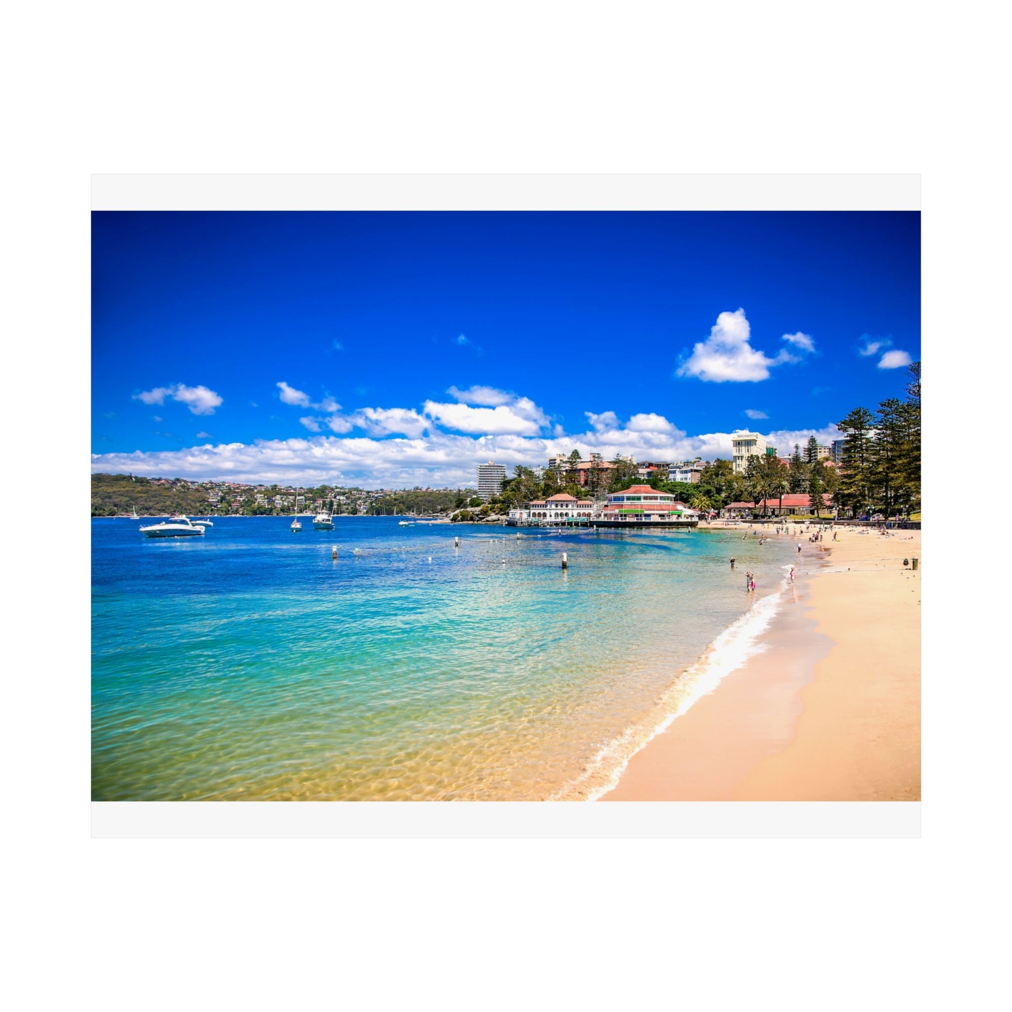 Manly Wharf Harbour Beach Contemporary Poster Vibrant Matte Horizontal Poster, Wall Art, Home Decor - original imperfections 