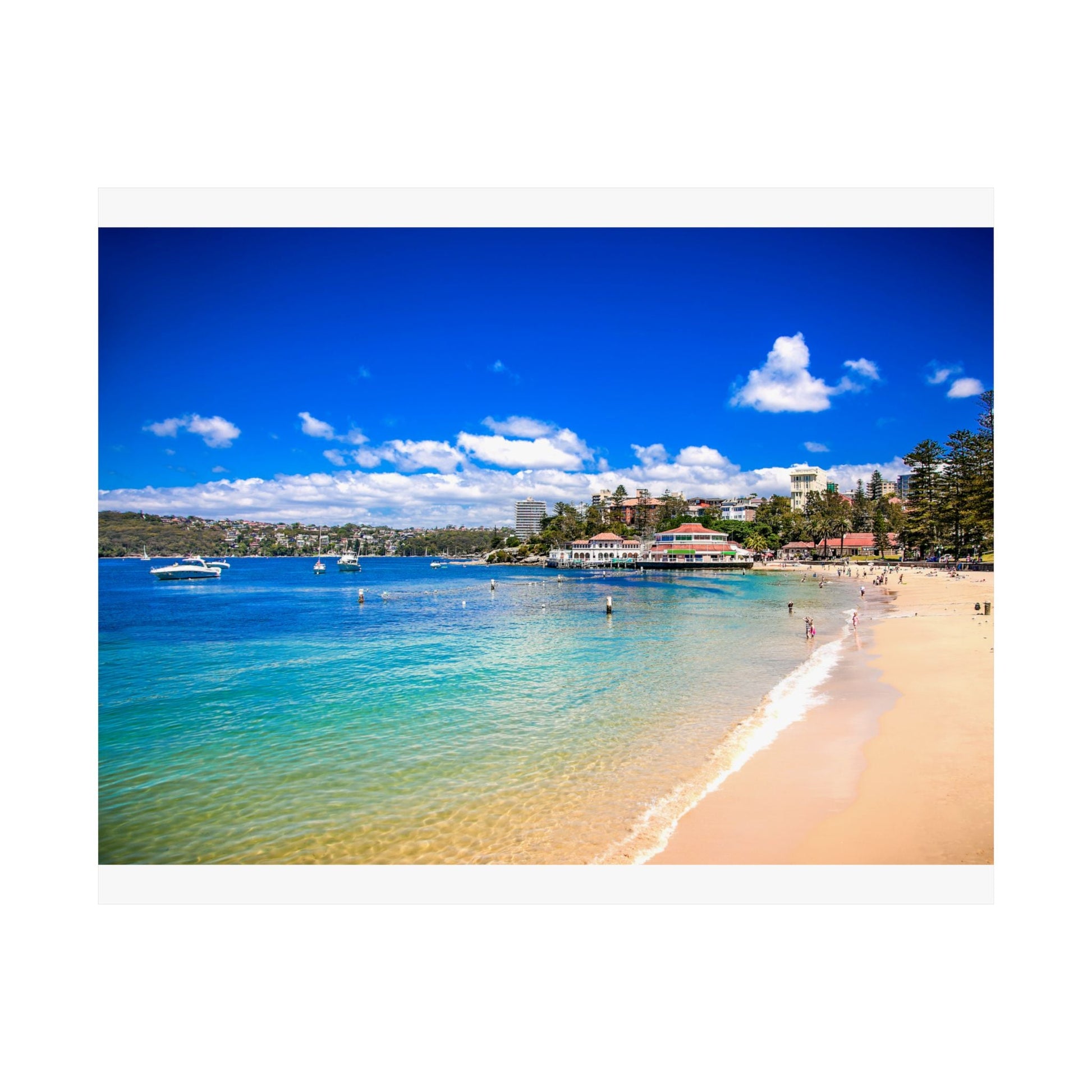 Manly Wharf Harbour Beach Contemporary Poster Vibrant Matte Horizontal Poster, Wall Art, Home Decor - original imperfections 