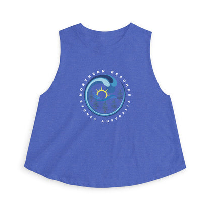 Lost Manly custom logo edition Northern Beaches Wave Crop Top – Women's Coastal Surf Graphic Tank - US Orders - Lost Manly Shop