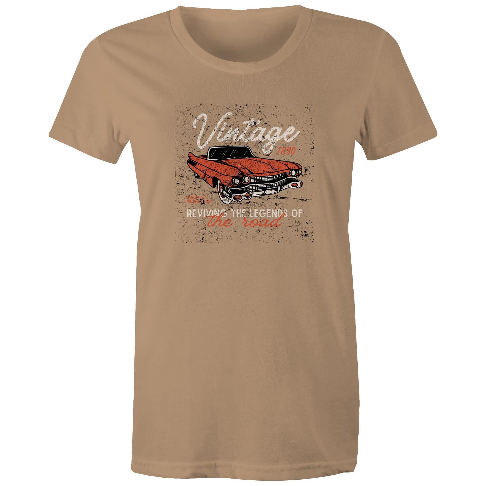Women's Maple Tee Vintage Car Print 