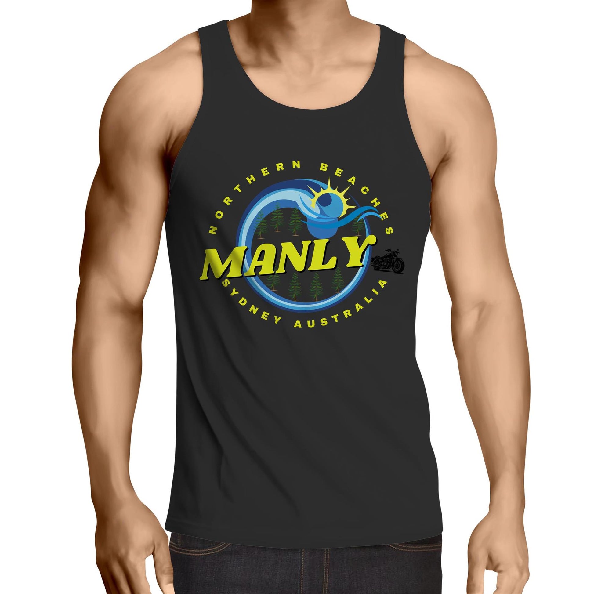 Lost Manly custom logo Manly edition AS Colour Lowdown - Mens Singlet Top - Lost Manly Shop