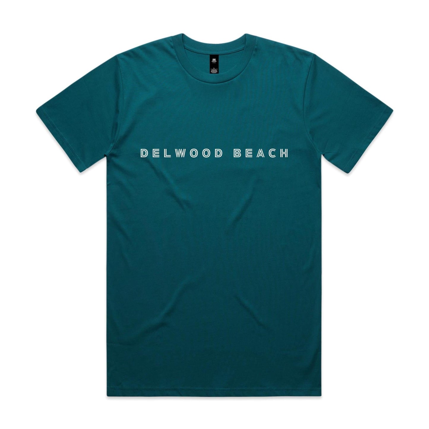 Delwood Beach custom logo Printed on AS Colour Staple Tee 