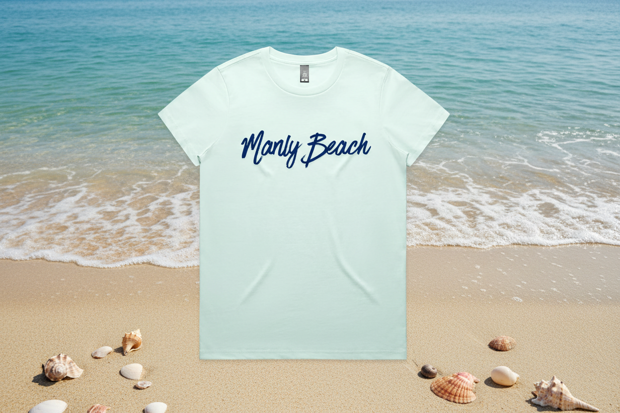 Lost Manly custom logo Manly Beach edition AS Colour Women's Maple Tee - Lost Manly Shop