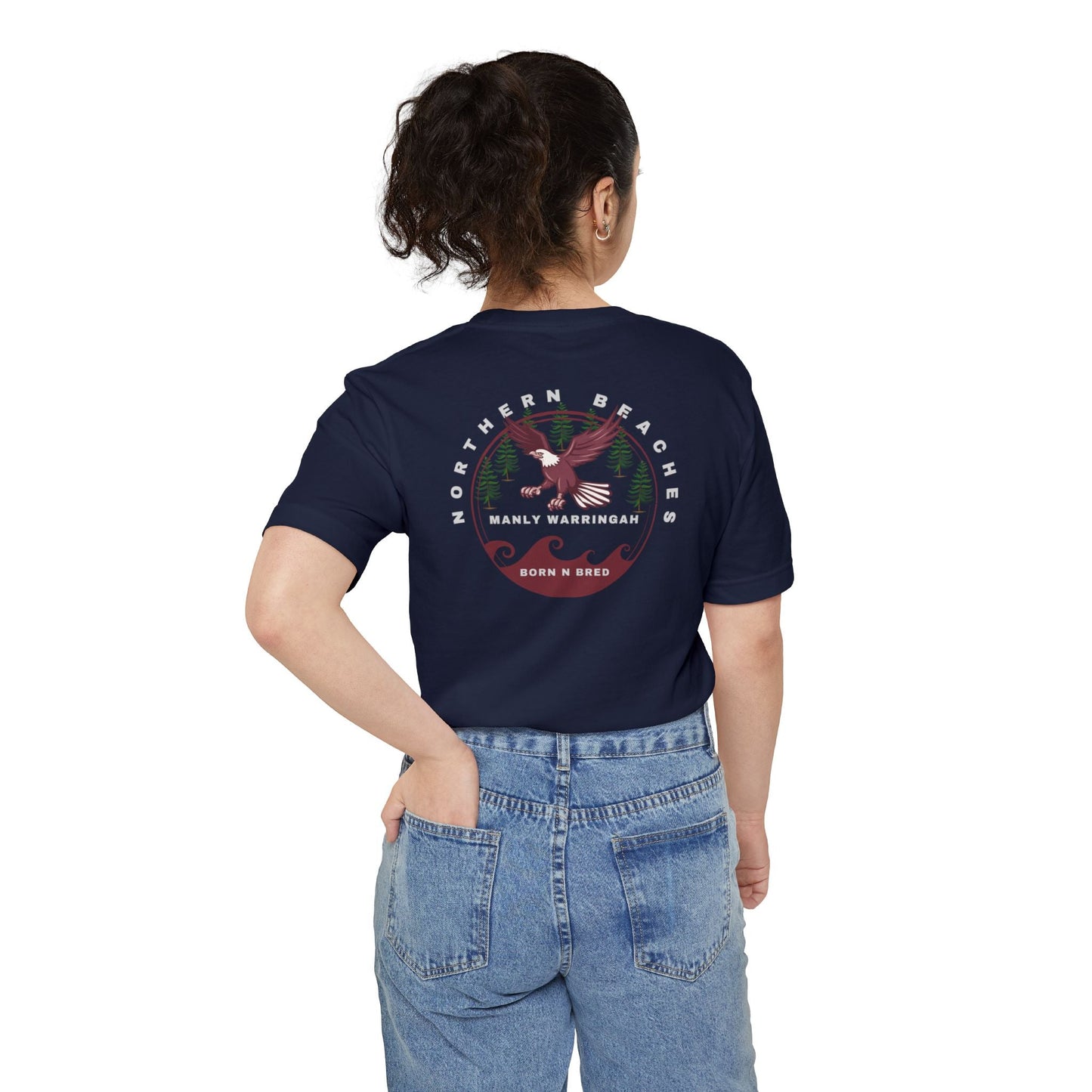 Manly Warringah Born n Bred Unisex Pocket T-shirt Printify