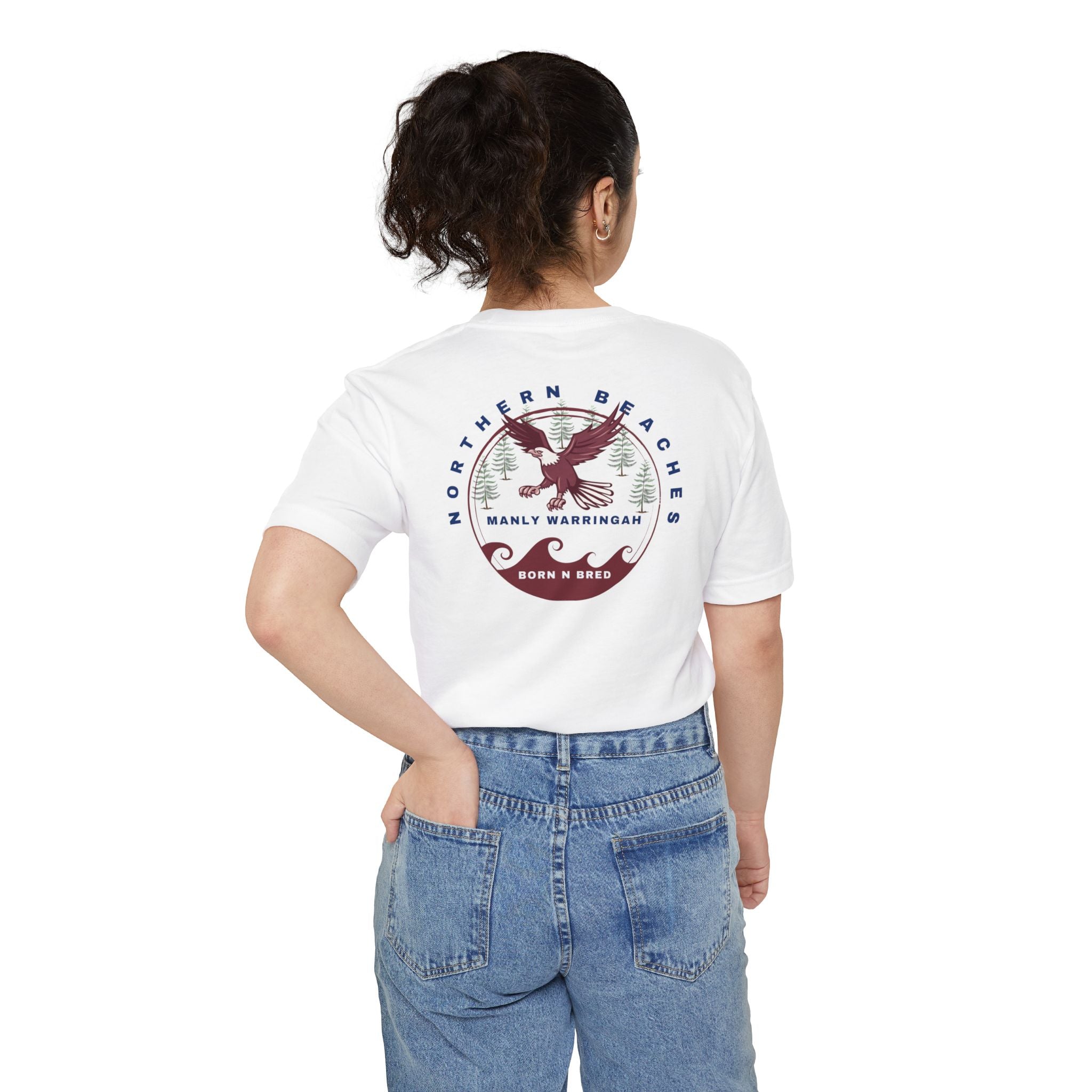 Manly Warringah Born n Bred Unisex Pocket T-shirt Printify
