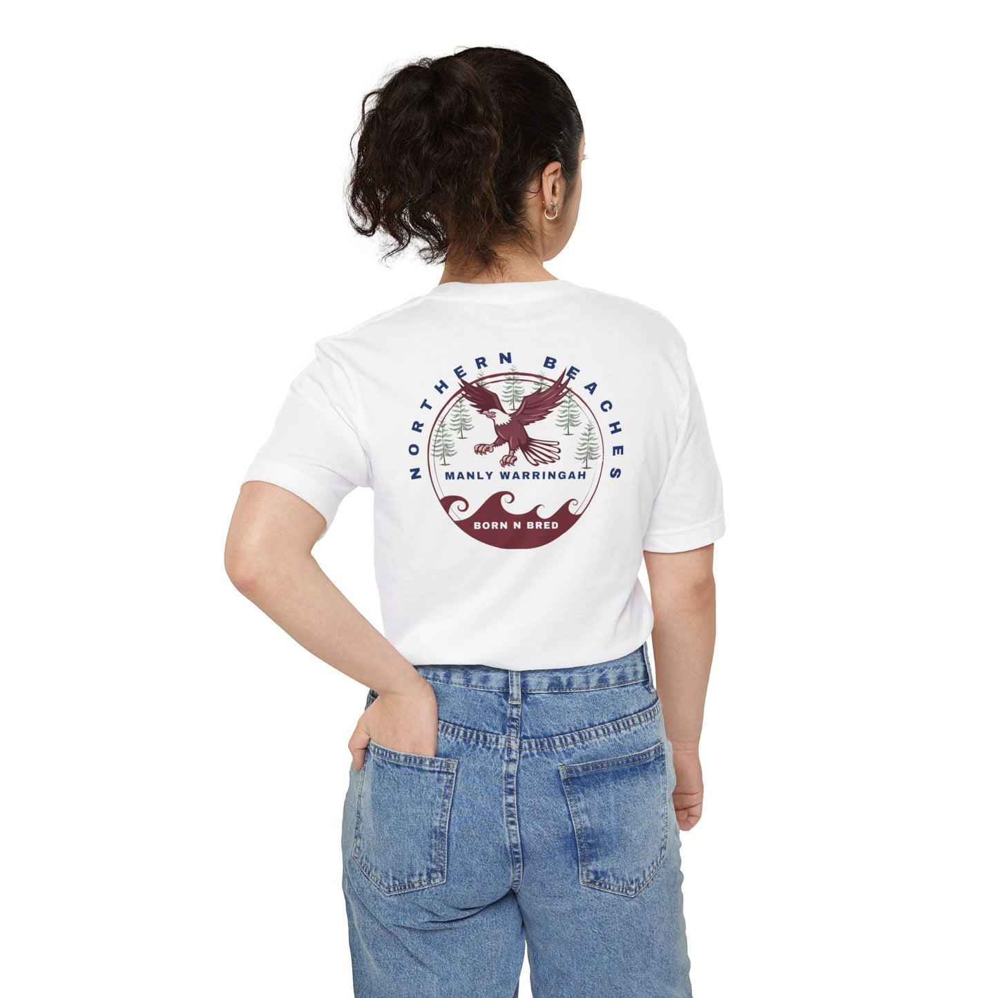 Manly Warringah Born n Bred Unisex Pocket T-shirt Printify