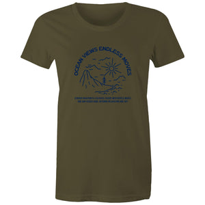 Women's Maple Tee Ocean Views Print 