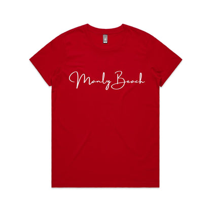 Lost Manly custom logo Manly Beach edition AS Colour Women's Maple Tee - Lost Manly Shop