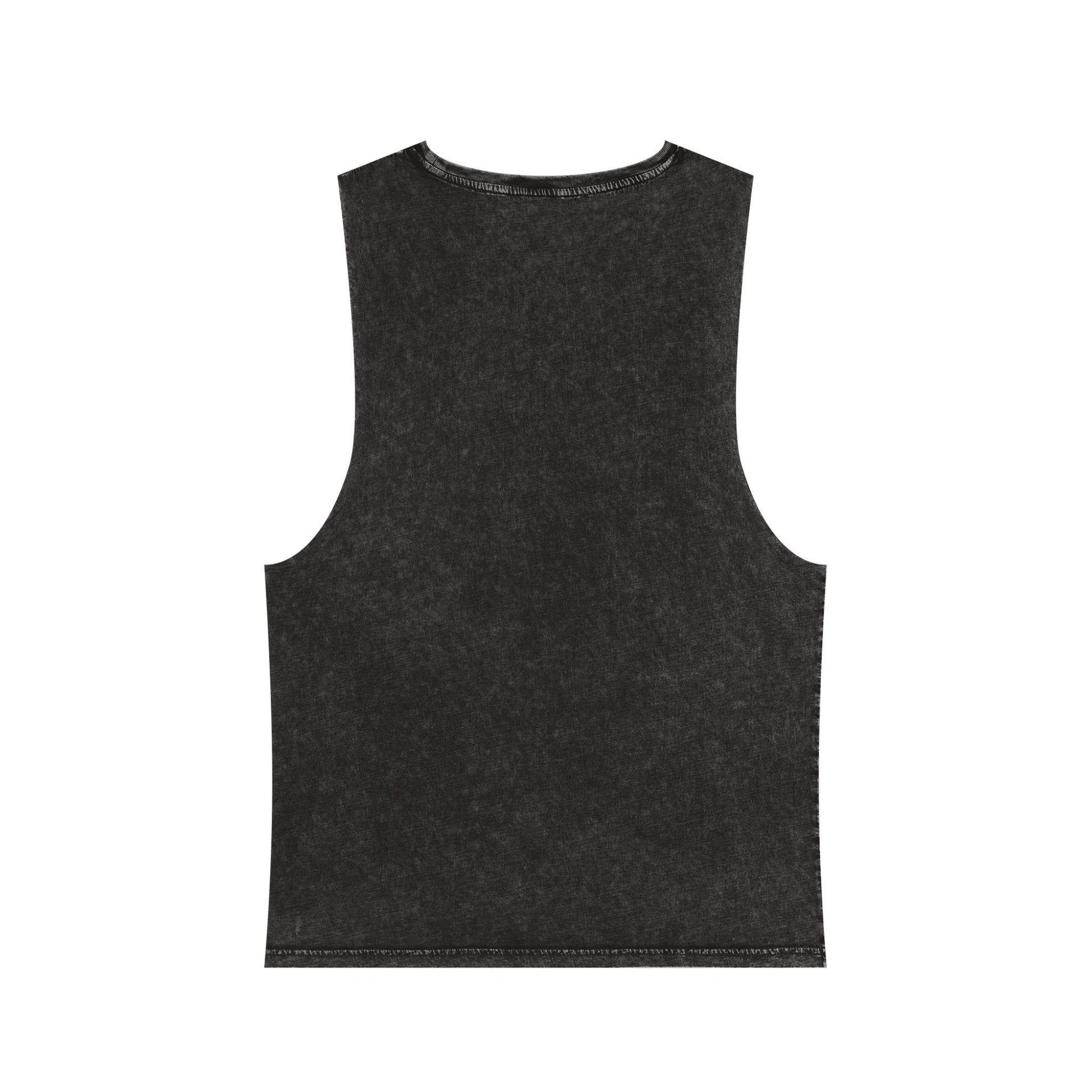 Lost Manly custom logo edition Stonewash Muscle Tank Top — Vintage Black Sleeveless Tee - Lost Manly Shop