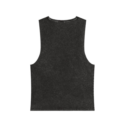 Lost Manly custom logo edition Stonewash Muscle Tank Top — Vintage Black Sleeveless Tee - Lost Manly Shop