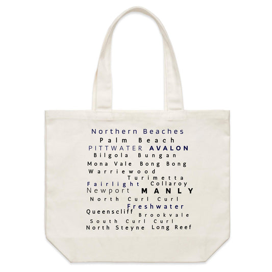 Lost Manly custom logo Northern Beaches listed edition AS Colour - Shoulder Canvas Tote Bag - Lost Manly Shop