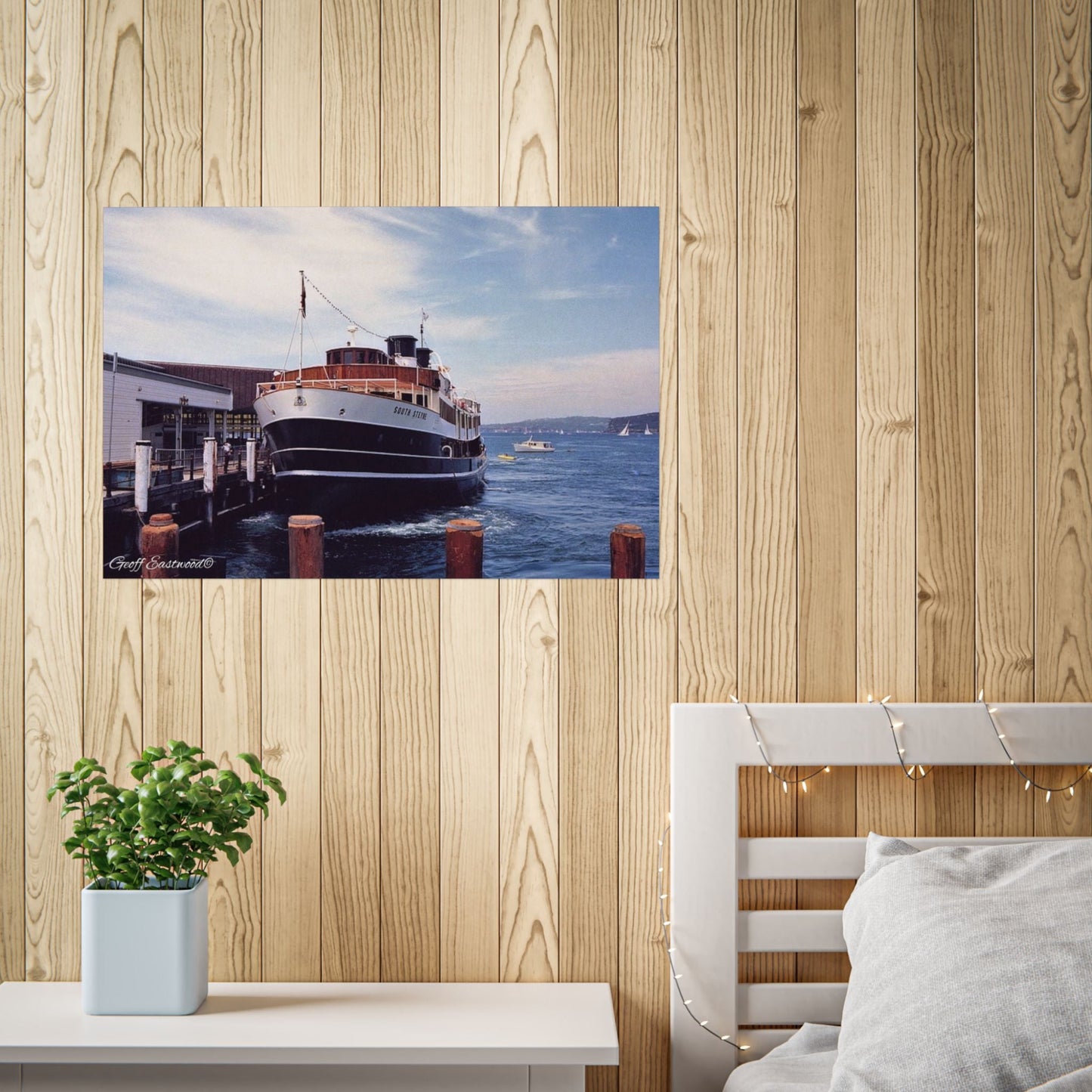 South Steyne Ferry @ Manly Wharf 1993 Nautical Seaside Wall Poster Art -Geoff Eastwood Maritime Photography 