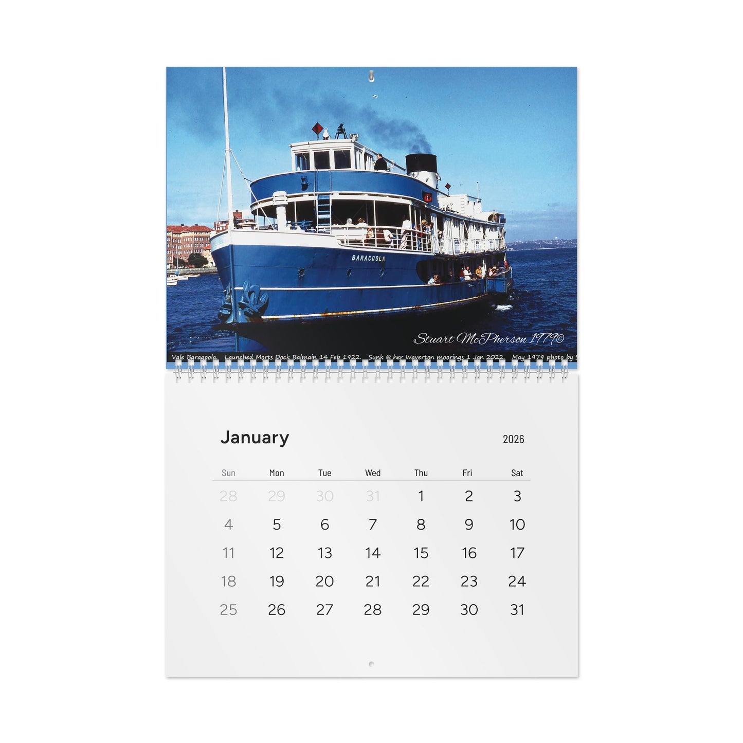 Manly Ferries Journey Through Time 2026 Wall Calendar 