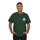 Heavy Cotton T-Shirt with free Canva custom designed logo front and back 