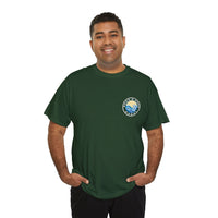 Heavy Cotton T-Shirt with free Canva custom designed logo front and back 