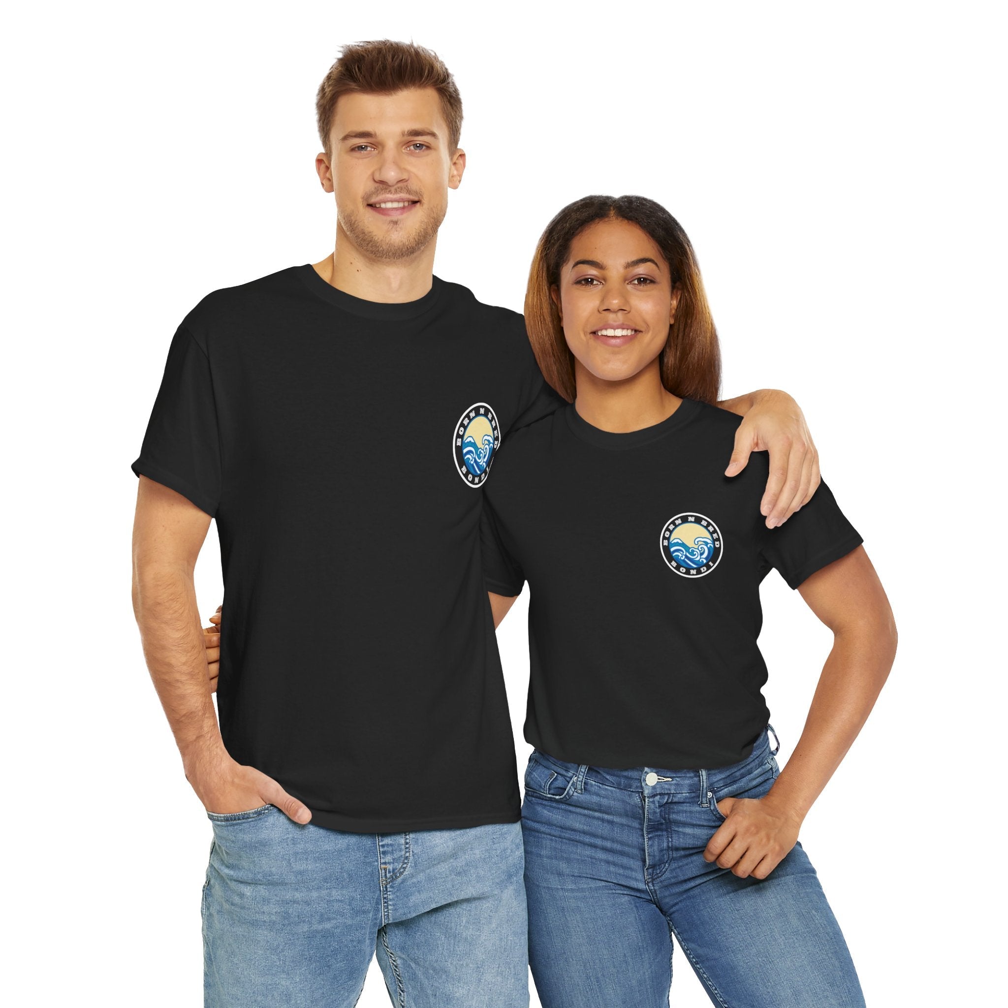 Heavy Cotton T-Shirt with free Canva custom designed logo front and back 
