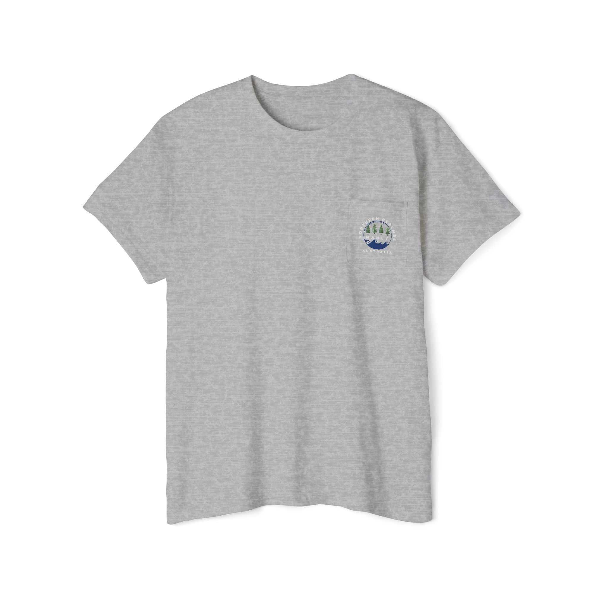 "The Westwood" Northern Beaches Manly Australia 2 different front/back Logos Heavy Cotton Pocket Tee Printify
