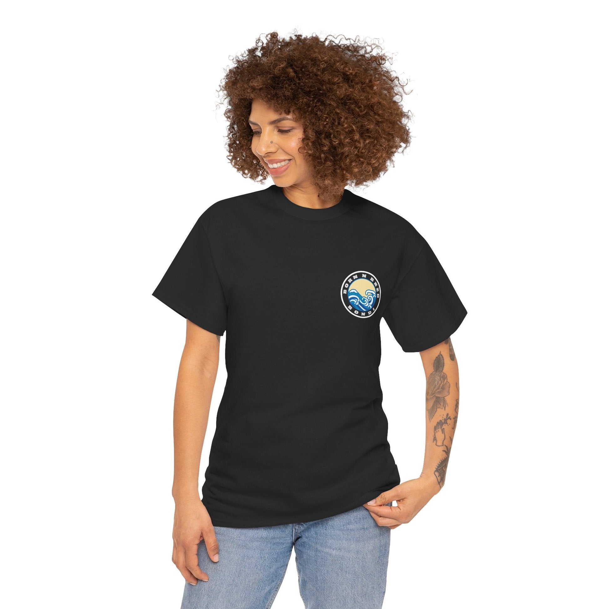 Heavy Cotton T-Shirt with free Canva custom designed logo front and back 