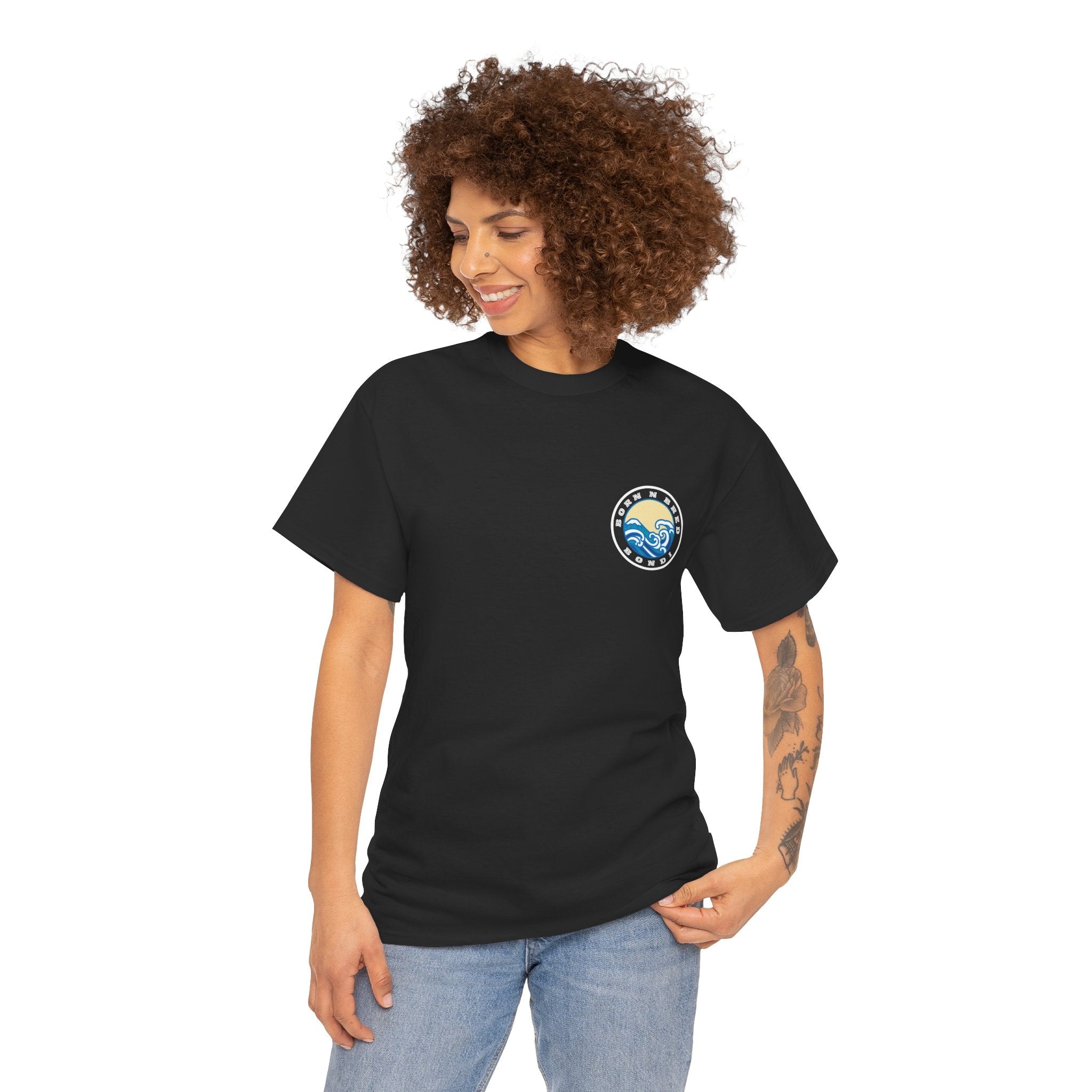 Heavy Cotton T-Shirt with free Canva custom designed logo front and back 