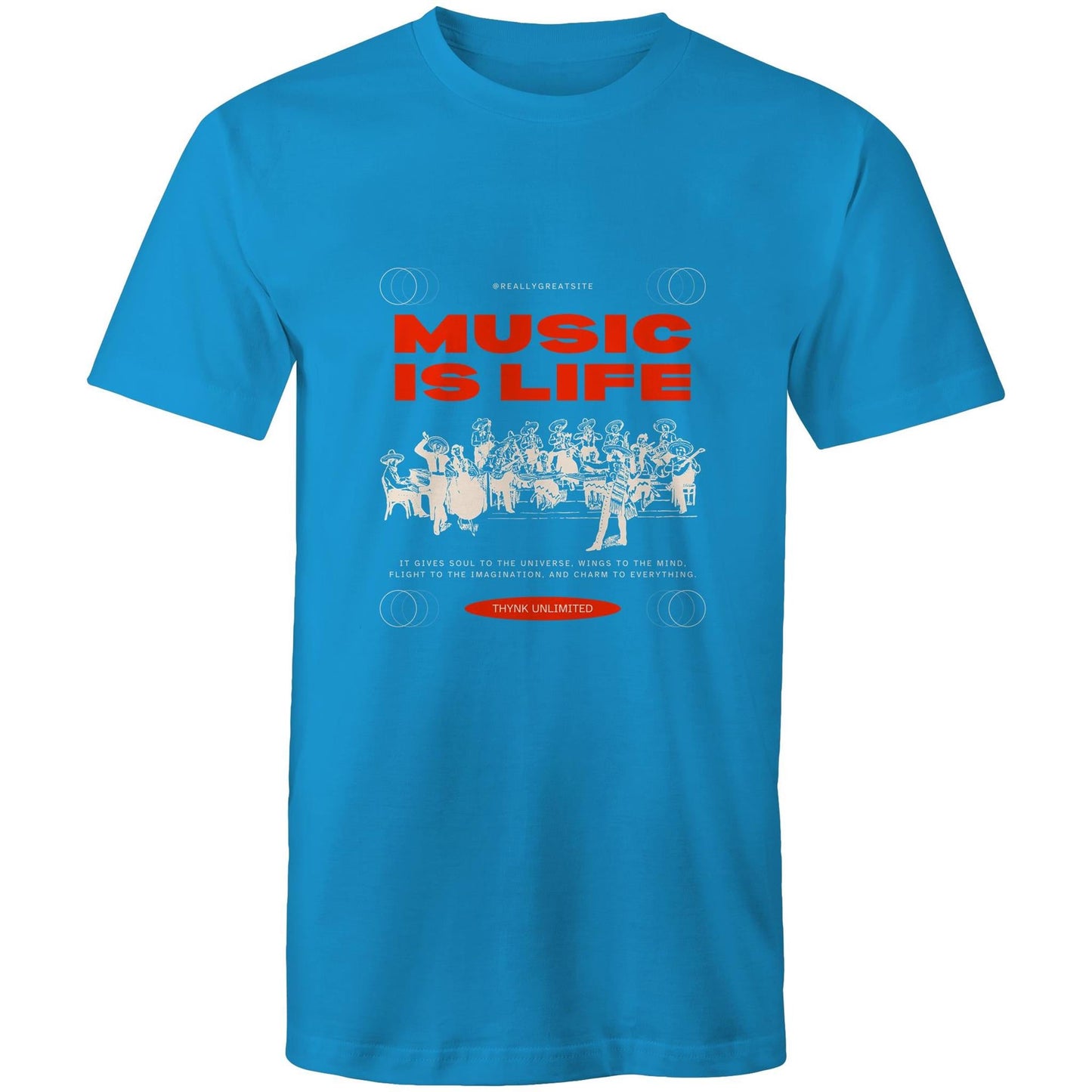 Mens T-Shirt Music is my life custom logo 
