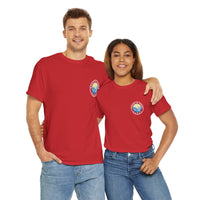 Heavy Cotton T-Shirt with free Canva custom designed logo front and back 