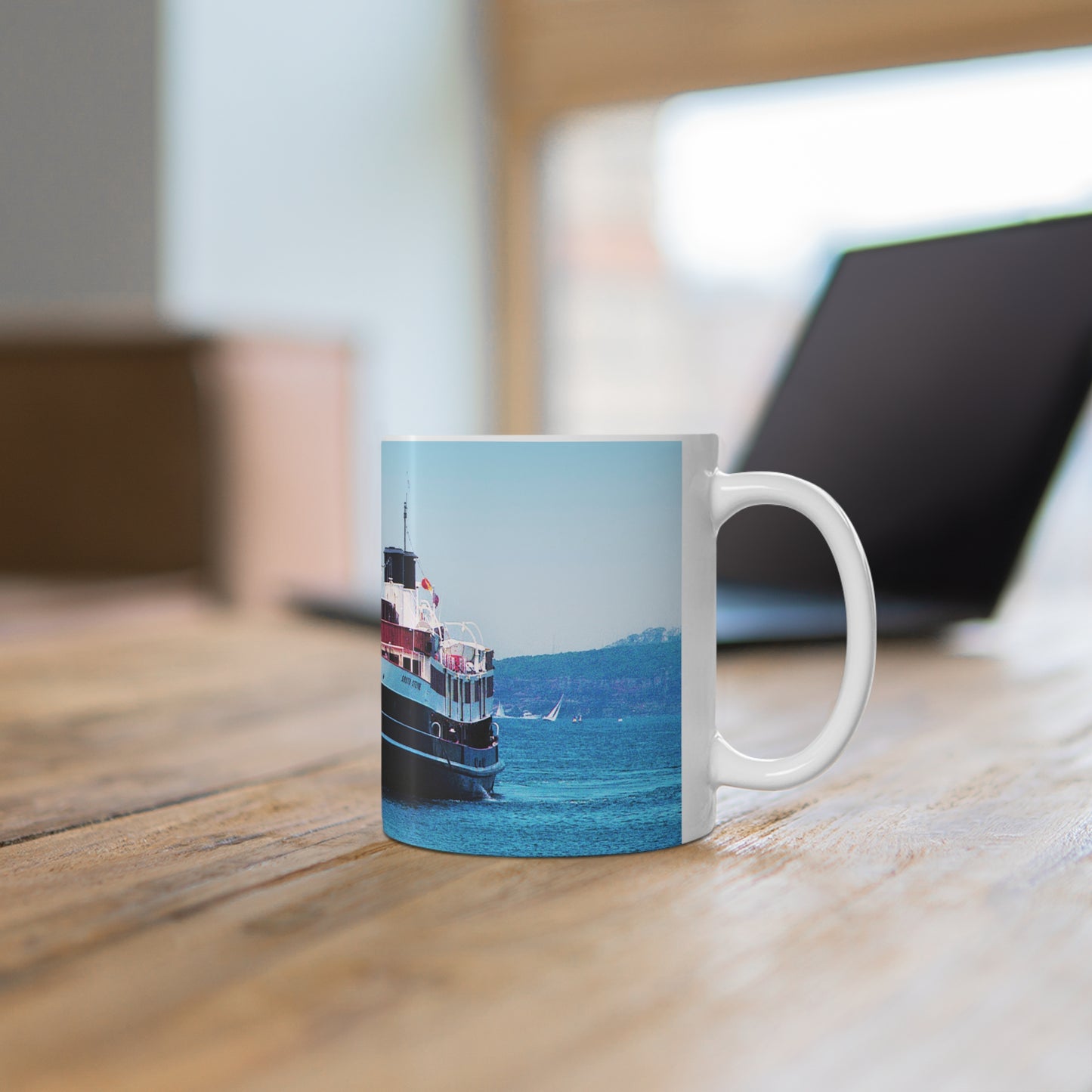 Coffee Mug - South Steyne Ferry Returning to Manly Wharf January 1991 Photo by Geoff Eastwood - Lost Manly Shop