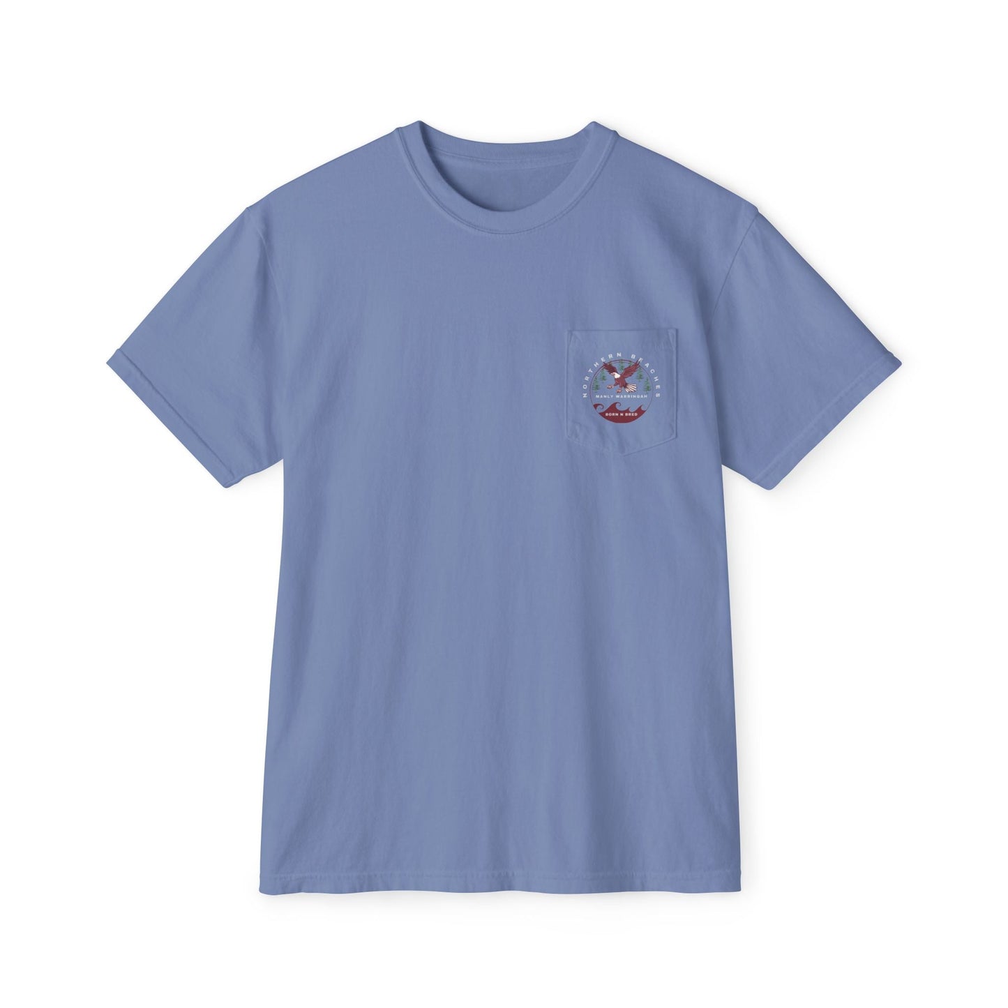 "The Westwood" Northern Beaches custom design front and back logo on Garment-Dyed Pocket T-Shirt for Nature Lovers