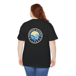 Heavy Cotton T-Shirt with free Canva custom designed logo front and back 