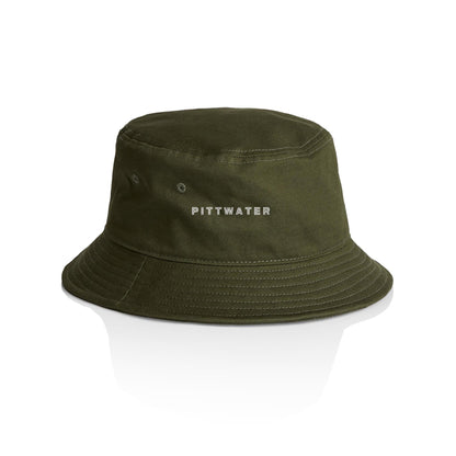 AS Colour Bucket Hat Pittwater custom logo white font 