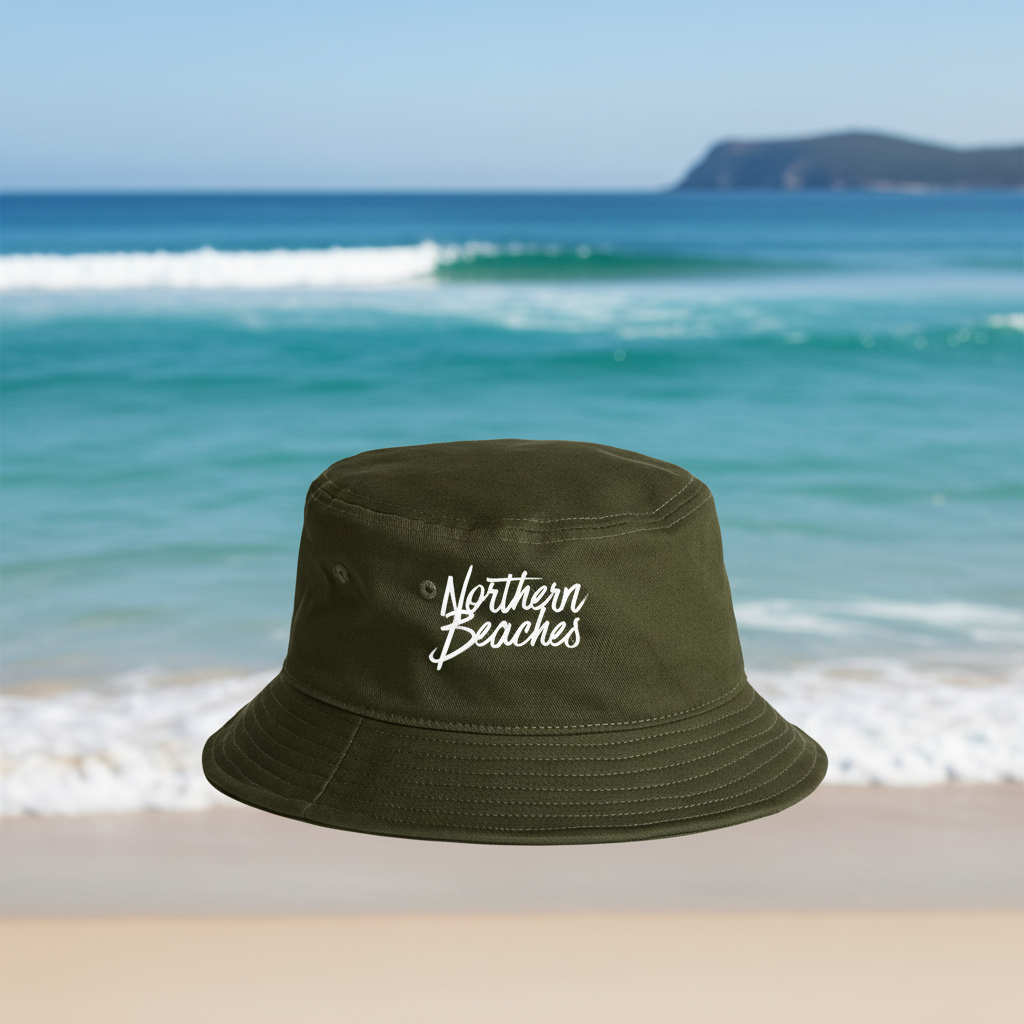 AS Colour Bucket Hat Northern Beaches white font 