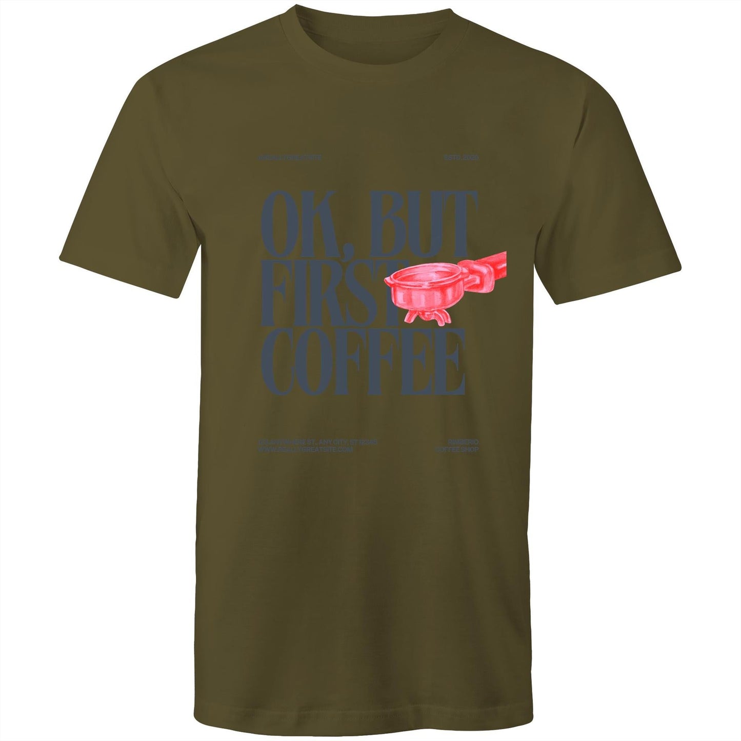 Mens T-Shirt OK but first Coffee 