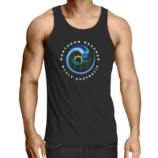 Northern Beaches Manly Australia front logo on AS Colour Adult Cotton Singlet 