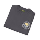 Collaroy custom logo front and sleeve. Lost Manly label. Unisex Soft style T-Shirt Printify