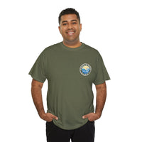 Heavy Cotton T-Shirt with free Canva custom designed logo front and back 