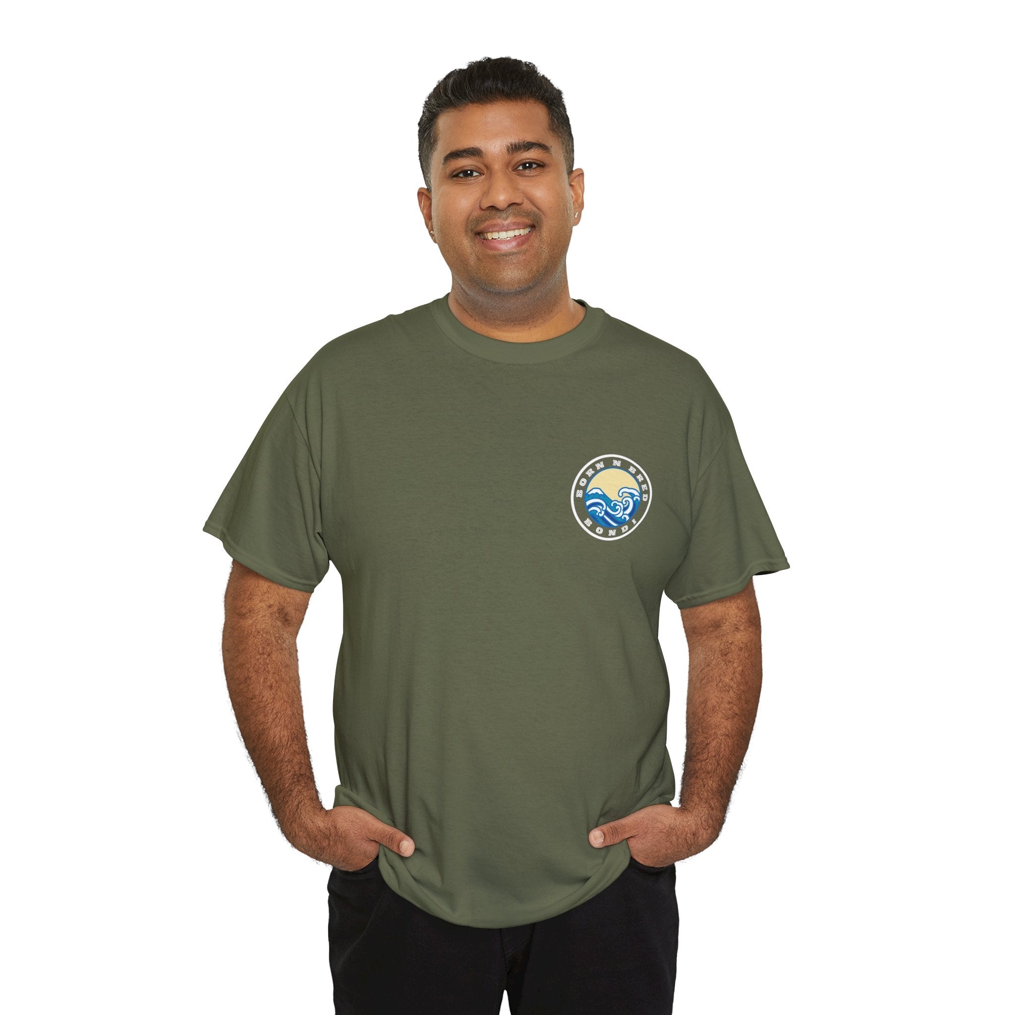 Heavy Cotton T-Shirt with free Canva custom designed logo front and back 