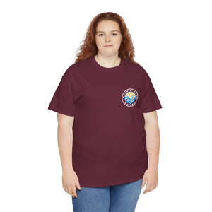 Heavy Cotton T-Shirt with free Canva custom designed logo front and back 