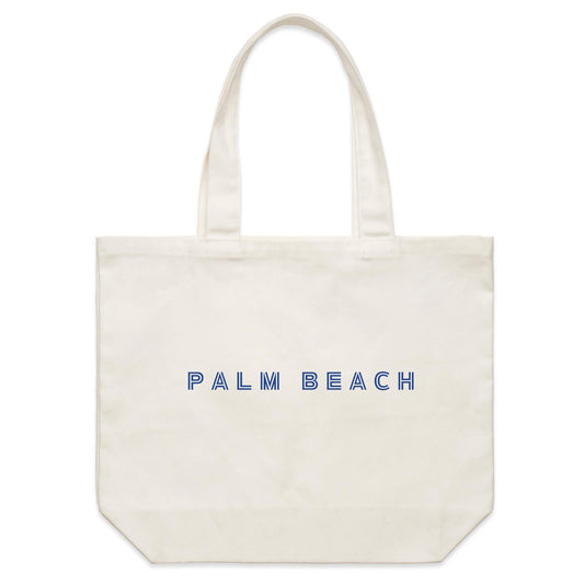 AS Colour - Shoulder Tote Bag Palm Beach custom logo Navy font on Cream Canvas 