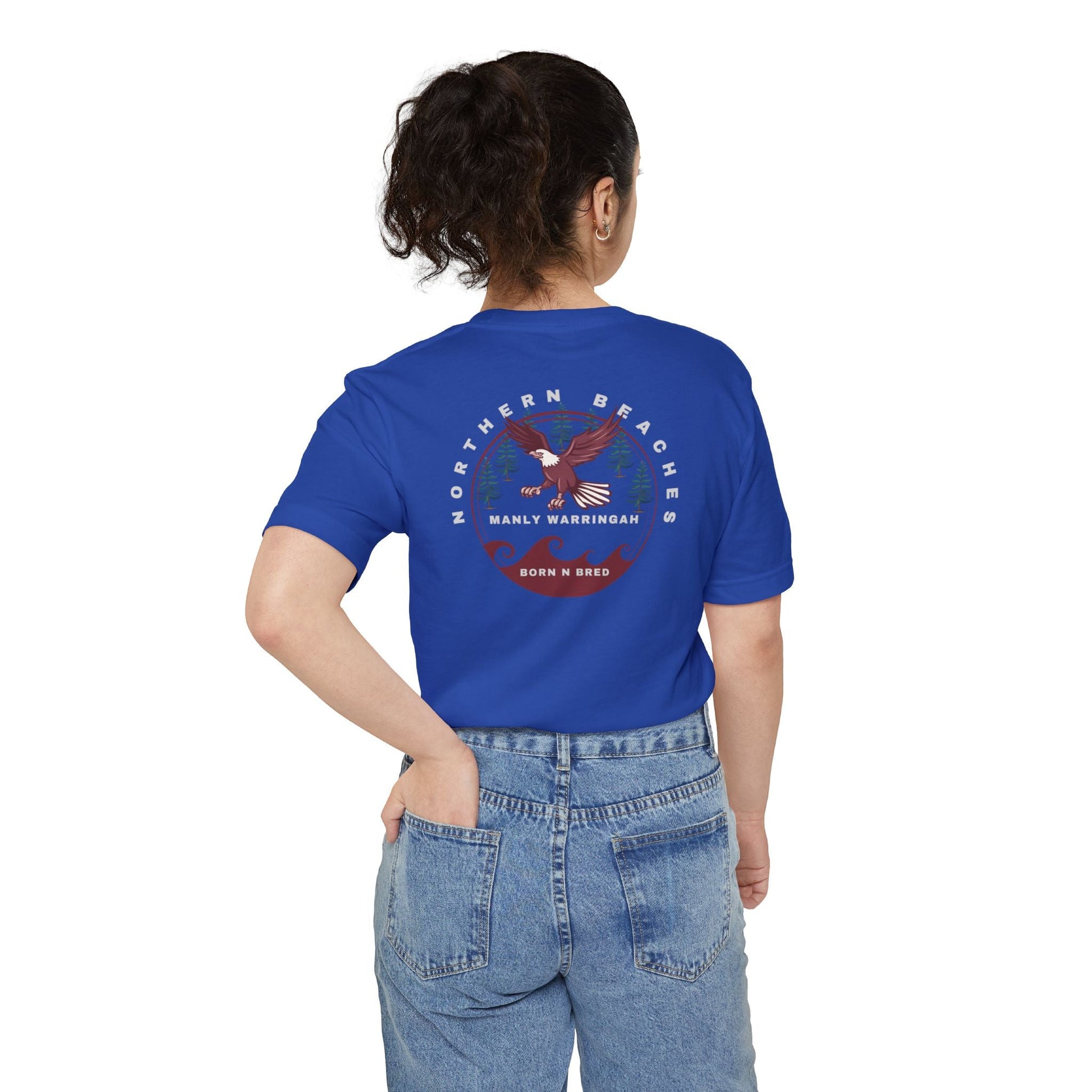 Manly Warringah Born n Bred Unisex Pocket T-shirt Printify