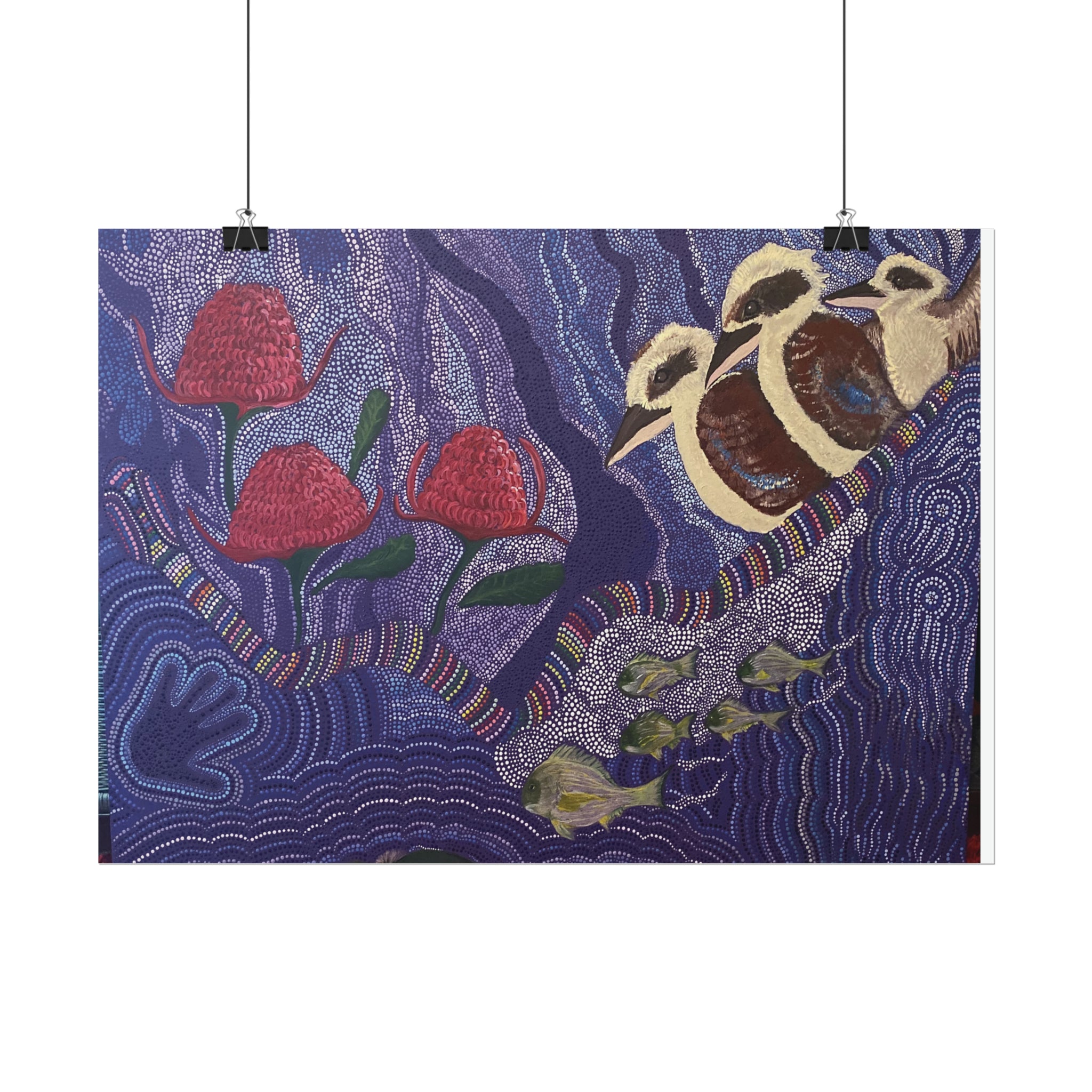 Australian Natives original art by Kim's Dot Paintings Rolled Posters - Lost Manly Shop