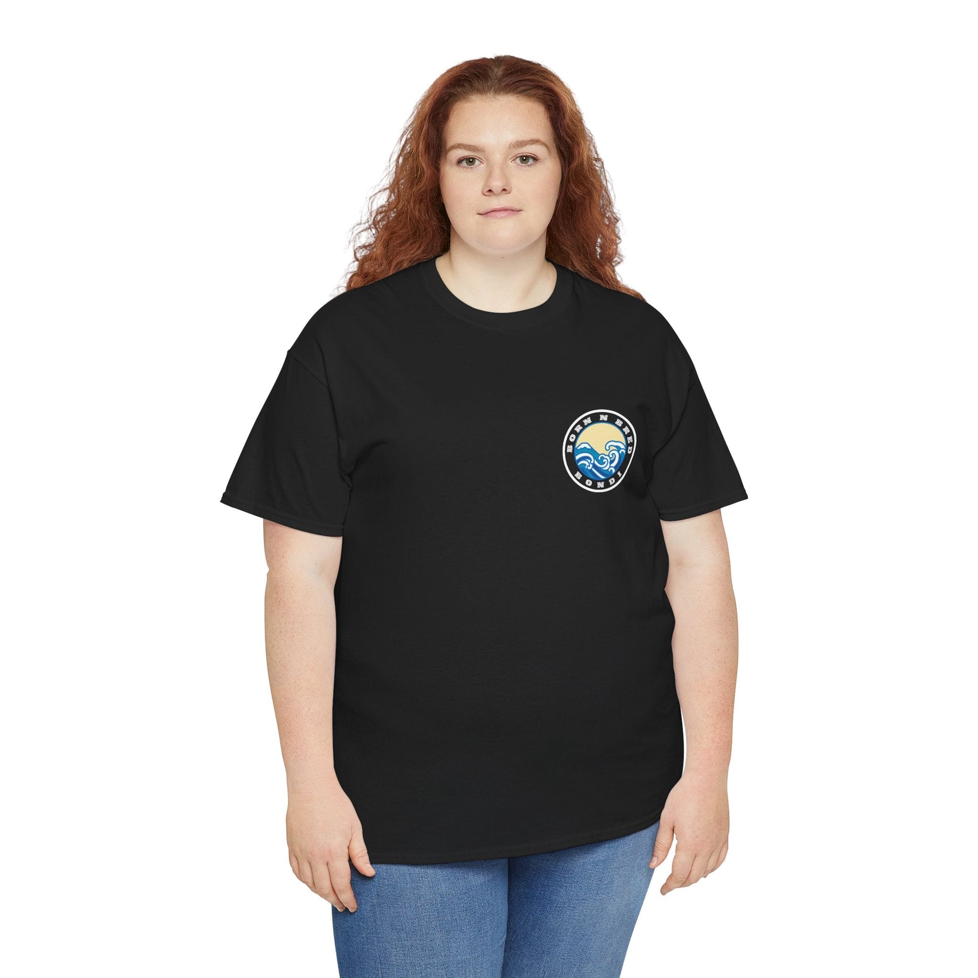 Heavy Cotton T-Shirt with free Canva custom designed logo front and back 