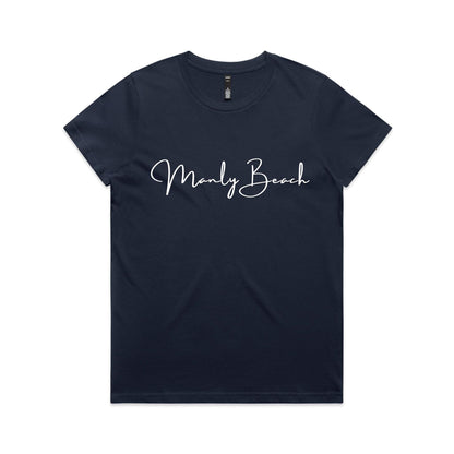 Lost Manly custom logo Manly Beach edition AS Colour Women's Maple Tee - Lost Manly Shop