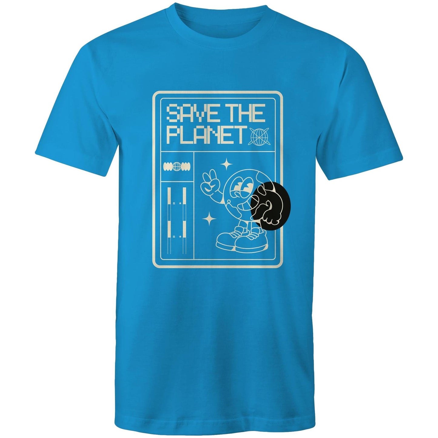 Mens T-Shirt Save the Planet custom logo 