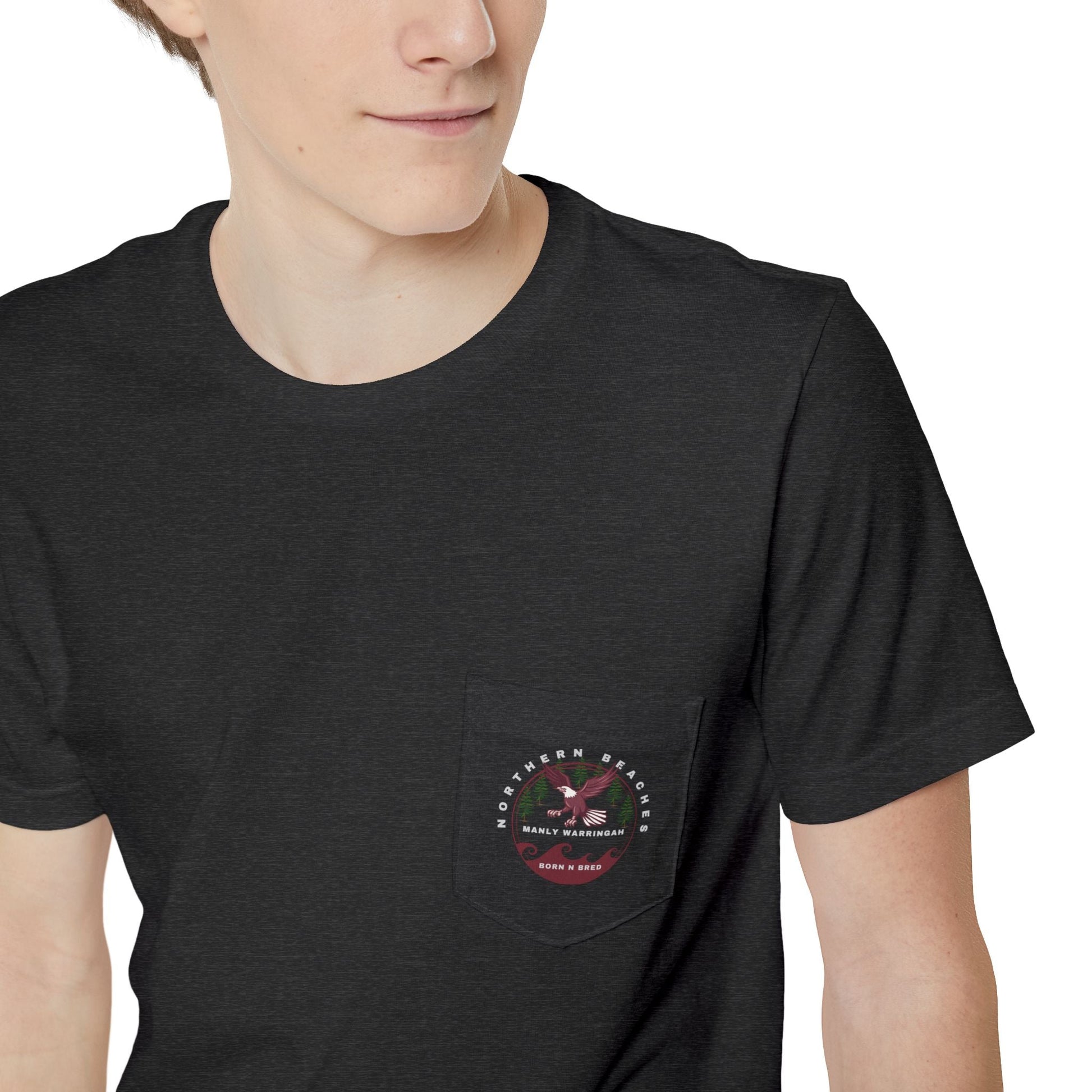 Manly Warringah Born n Bred Unisex Pocket T-shirt Printify
