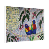 Two Rosellas in a Gum Tree Artist Kim's Dot Paintings Rolled Poster - Lost Manly Shop