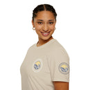 Collaroy custom logo front and sleeve. Lost Manly label. Unisex Soft style T-Shirt Printify