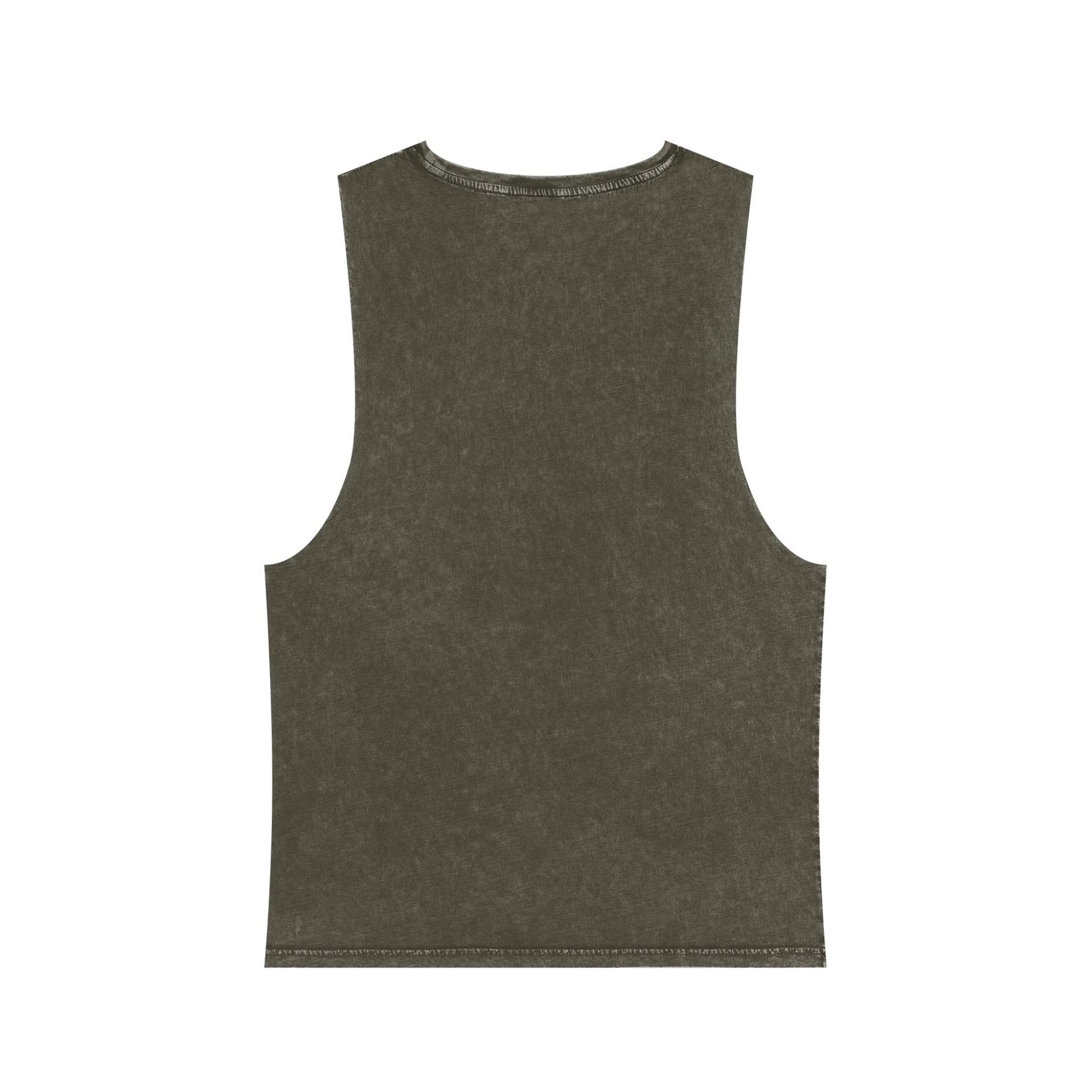 Lost Manly custom logo edition Stonewash Muscle Tank Top — Vintage Black Sleeveless Tee - Lost Manly Shop