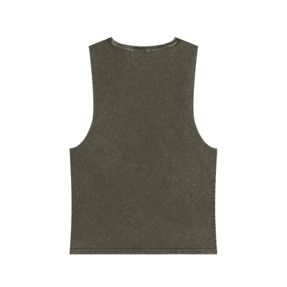 Lost Manly custom logo edition Stonewash Muscle Tank Top — Vintage Black Sleeveless Tee - Lost Manly Shop