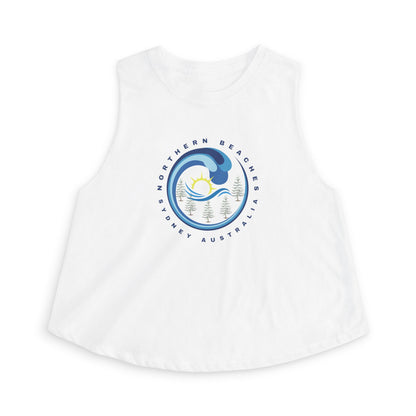 Lost Manly custom logo edition Northern Beaches Wave Crop Top – Women's Coastal Surf Graphic Tank - US Orders - Lost Manly Shop