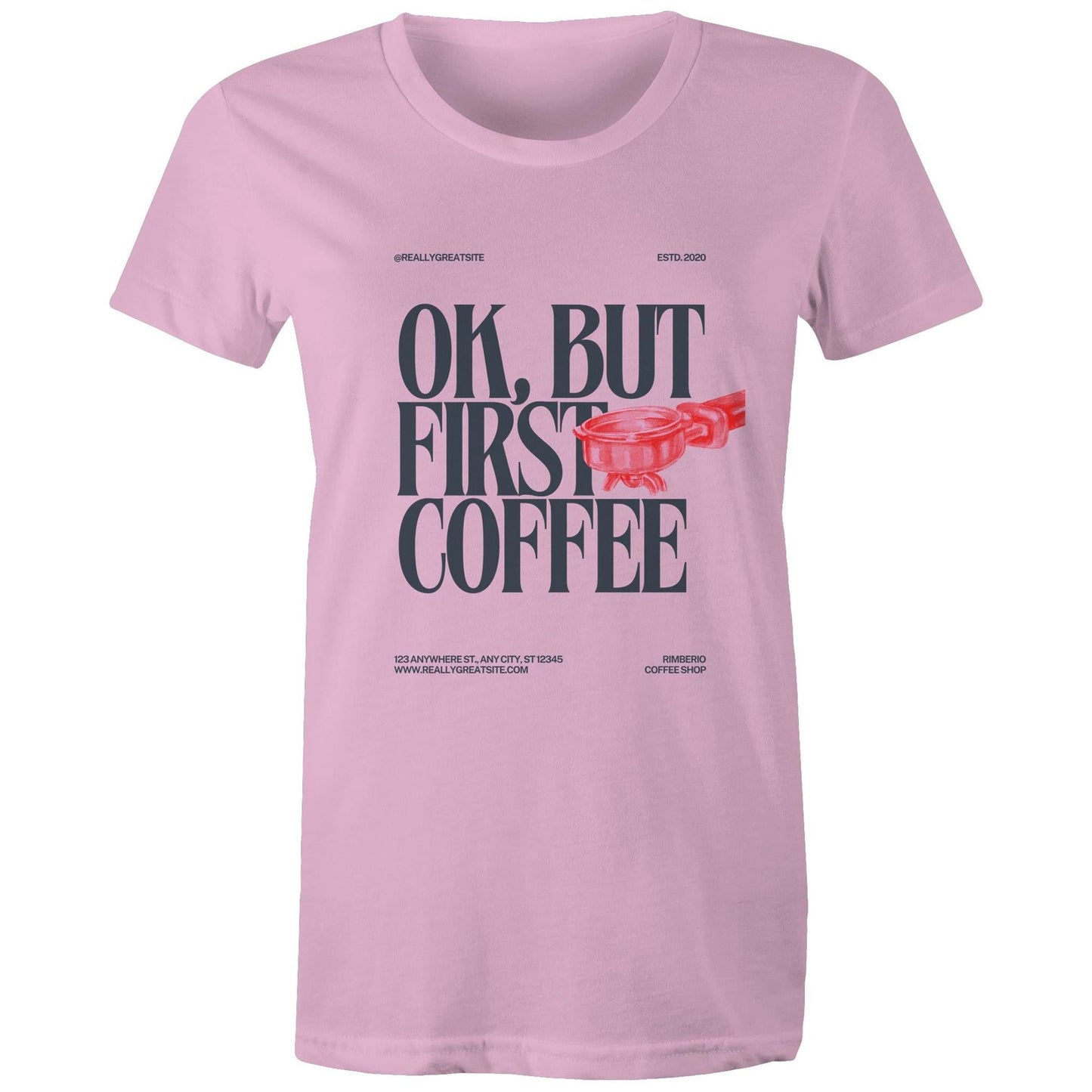 Women's Maple Tee OK but first Coffee Print 
